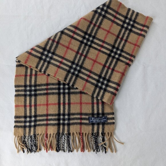Burberry Unisex Scarf Beige 50%Cashmere 50%Lambswool Check – Stylish Winter Look - Picture 1 of 7